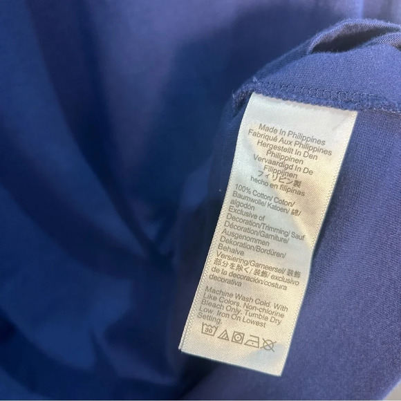 *J.Crew Navy Blue Crew Neck Tee Shirt with Red and White Lined Collar - S - Picture 2 of 12